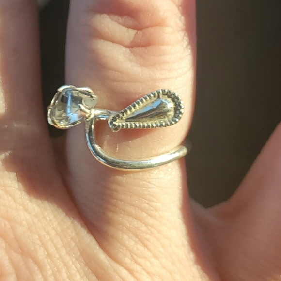 New Rough Herkimer Diamond Chip 925 Silver Ring. - Picture 16 of 16